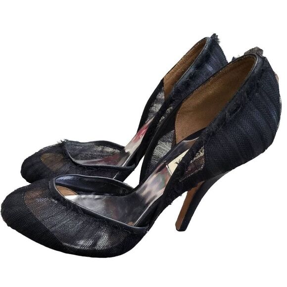 Badgley Mischka Black Tulle Heels - Picture 1 of 6